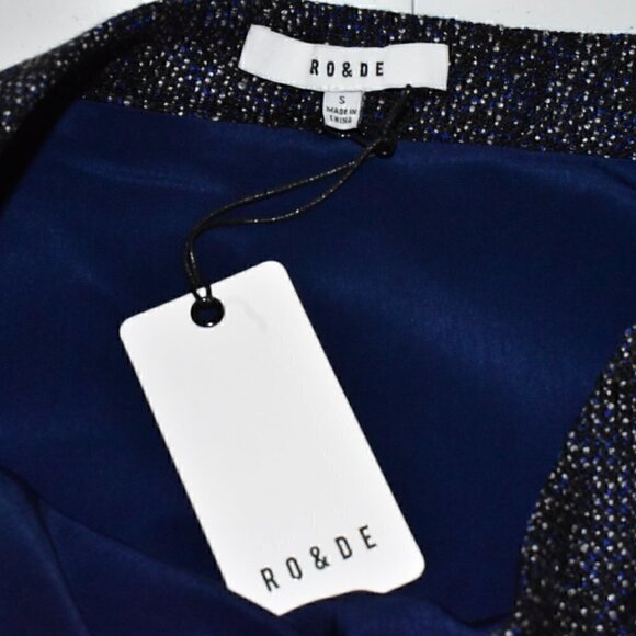 Anthropologie RO & De Audrey Tweed Trumpet Skirt High Low Navy Size S - Picture 3 of 11